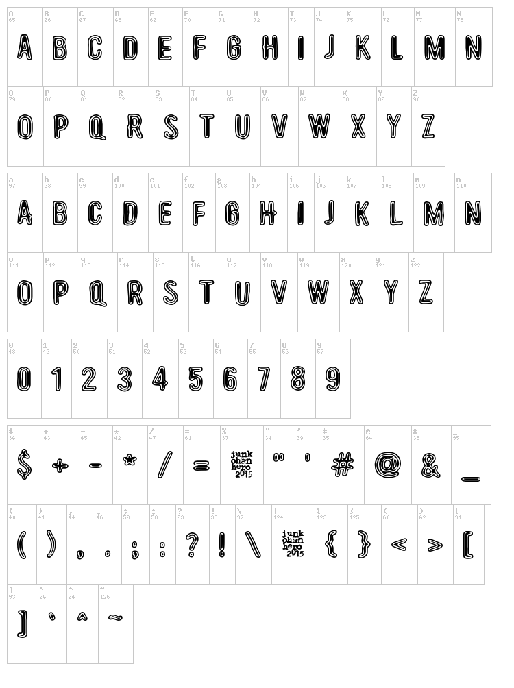 Beyond These Things font map